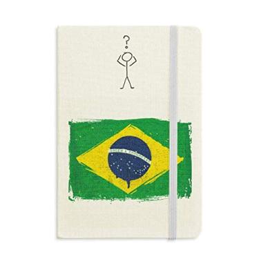 Imagem de Caderno de interrogação com bandeira do Brasil pintado à mão A5