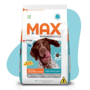 Imagem de Ração Max Cães Adultos Médio E Grande Carne E Frango 20Kg - Max Pet