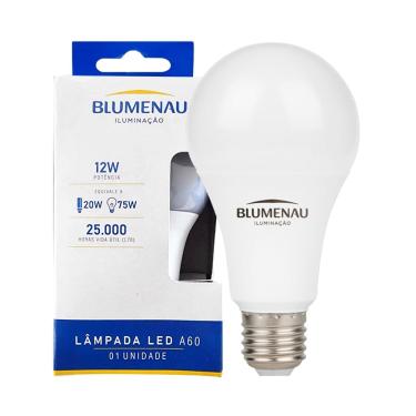 Imagem de Lâmpada Led Bulbo A60 12W Blumenau E27 Bivolt 3000K Luz Quente