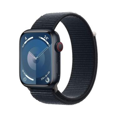 Imagem de Apple Watch Series 9 GPS + Cellular Caixa Meia-noite de Alumínio 45mm Pulseira Loop Esportiva Meia-noite (Neutro em carbono)