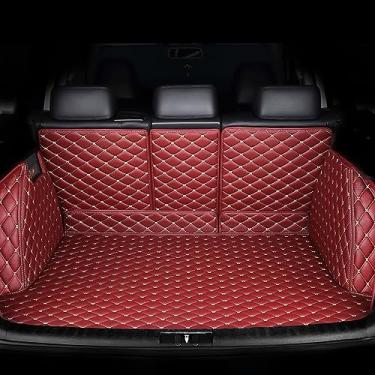 Imagem de Forro de bota de cobertura total para carro, para Mitsubishi Outlander (5 lugares) 2019-2023 tapetes de couro antiderrapante à prova d'água protetor de porta-malas traseiro, acessórios para carro, vermelho