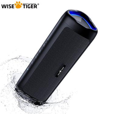 Imagem de Wise Tiger-Alto-falante Bluetooth portátil  Som estéreo  Sem fio  Bluetooth 5.3  Tempo de reprodução
