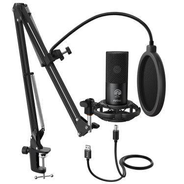 Imagem de Fifine estúdio condensador usb microfone do computador kit com ajustável scissor braço suporte de