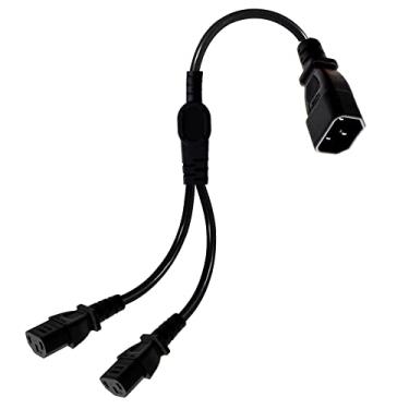Imagem de LOKEKE Cabo divisor de energia para monitor de computador de 1 a 2 tomadas, IEC 320 C14 macho para duplo IEC 320 C13 fêmea Y Splitter cabo estendido para monitor de computador e TV Scanner, 4