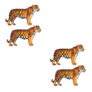 Imagem de TEHAUX 4 Pcs Bandeira de animal ferro DIY em patch de girafa adesivo jeans vestidos remendo de roupa remendo padrão de tigre bordado fragmento China aplique roupas raiom
