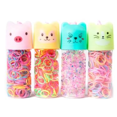 Imagem de Faixas de cabelo de borracha elásticas: Gravata colorida para bebê com 4 caixas de suporte para rabo de cavalo sortido