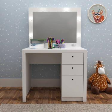 Imagem de Penteadeira Infantil com Espelho Valência Espresso Móveis Branco