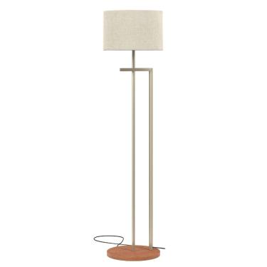 Imagem de Luminária de Chão Abajur Para Sala Escritorio Base Mdf Fio Embutido Cupula Palha