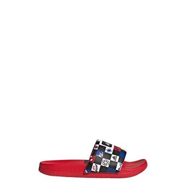 Imagem de adidas Sandália infantil unissex Adilette Comfort Slide, Preto/Branco/Better Scarlet (Homem-Aranha), 2 Little Kid