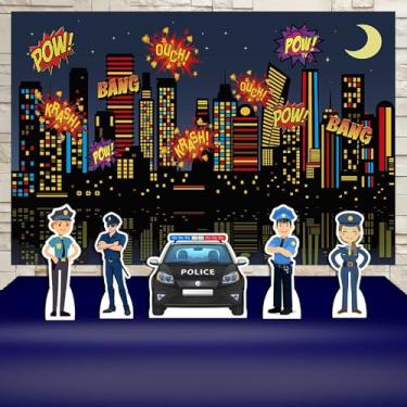 Imagem de Kit Decoração Festa de Aniversário Infantil Painel + Displays Policial Policia