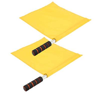 Imagem de 2 Pçs Bandeira do árbitro de Aço Inoxidável Mão Bandeira Pólo Esportes Competição Lineman Bandeira Oficial para Futebol Vôlei Futebol (Amarelo)