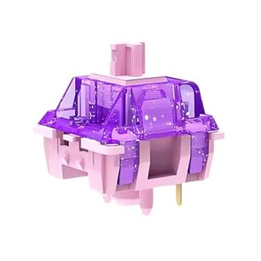 Imagem de BOYI FS Shine Purple Switch, conjunto de interruptores mecânicos lineares de 5 pinos, 35 peças para teclado mecânico mecânico compatível com teclas MX pré-lubrificadas DIY interruptores de teclado