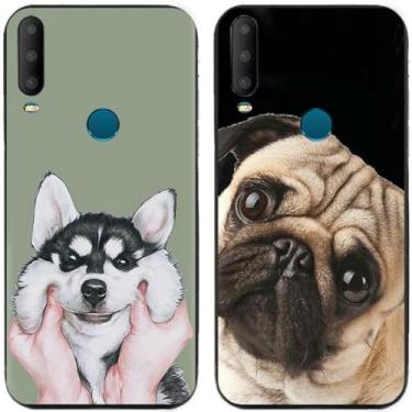 Imagem de 2 peças Husky Pug Dog impresso TPU gel silicone capa de telefone traseira para Alcatel Series (Alcatel 1 SE 2020)