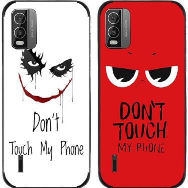 Imagem de 2 peças Smile Don't Touch My Phone TPU gel silicone capa traseira para celular Nokia C300 C210 C200 C110 C100 (Nokia C210)