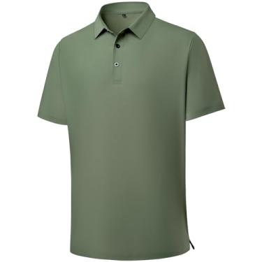 Imagem de DEOLAX Camisa polo masculina impecável desempenho absorção de umidade camisa polo casual sensação legal para homens, Hs0001-verde, M