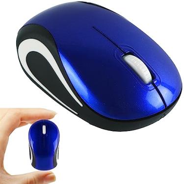 Imagem de YOCUNKER Mini mouse sem fio ultra portátil, mouse de computador 1000DPI sem fio, 2,4 GHz com receptor USB, rastreamento óptico, 3 botões, PC/laptop (azul)