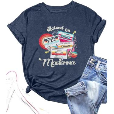 Imagem de Camisetas vintage dos anos 80 para mulheres: Camiseta musical de fita cassete de rock retrô para concertos, Azul, GG