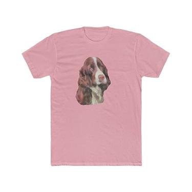 Imagem de Camiseta masculina de algodão da Doggylips Springer Spaniel, Rosa claro sólido, M
