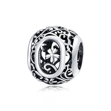 Imagem de Pulseira de prata esterlina 925 A-Z com letra inicial berloques do alfabeto para pulseiras Pandora, miçangas, colar faça você mesmo, pingentes de tornozeleira para mulheres e meninas, presentes de