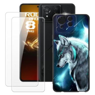Imagem de MILEGOO Capa para Asus Rog Phone 8 Pro + 2 peças protetoras de tela de vidro temperado, capa ultrafina de silicone TPU macio à prova de choque para Asus Rog Phone 8 Pro (6,7 polegadas)