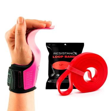 Imagem de Kit Hand Grip Legacy Skyhill Neo Pink e Super Band Vermelho 20kg-Unissex
