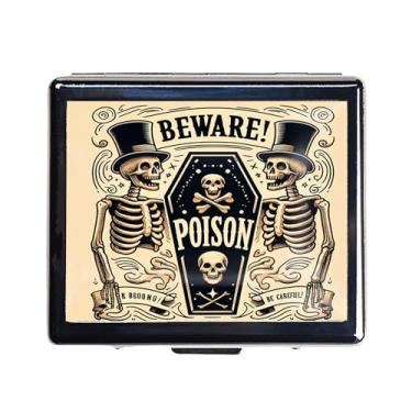 Imagem de DingRound Organizador de comprimidos de metal bonito e portátil – 8 compartimentos, acabamento cromado elegante, ideal para viagens e uso diário (cuidado com caixão venenoso)