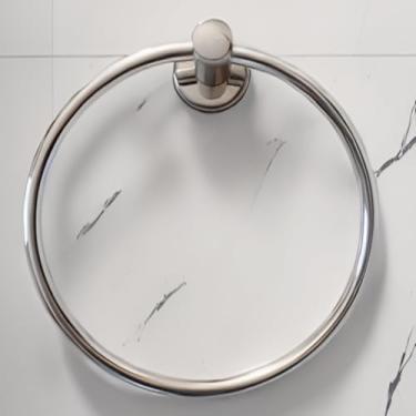 Imagem de Suporte Porta Toalha Rosto Toalheiro Argola Metal Cromado Canoplas Inox Dupla Fixação Banheiro