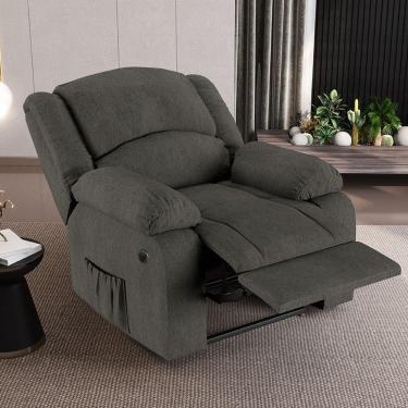 Imagem de Poltrona Do Papai Reclinável Sala De Cinema Barcelona Elétrica Linho Chumbo