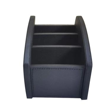 Imagem de Porta Controle Remoto em Couro Sintético Preto com 3 Divisórias 16cm TH0076 BTC