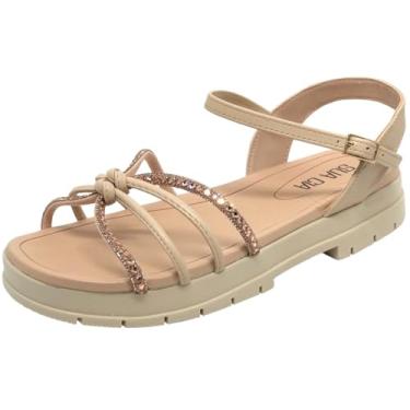 Imagem de Sandália Feminina Conforto Tiras Finas Strass Sua Cia