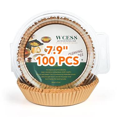 Imagem de 100 peças de forro de papel descartável para fritadeira WCESS com pincel de pastelaria, forros redondos antiaderentes para fritadeira WCESS descartáveis, 7,9 polegadas à prova de óleo e à prova de