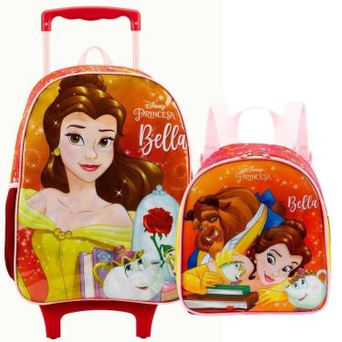 Imagem de Kit Mochila Rodinha Pequena Lancheira Térmica Infantil Escolar Menina Princesas Bella X...
