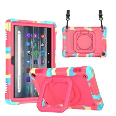 Imagem de Capa para tablet Amazon Fire HD8/HD8 HD 8 Plus 2022 12ª geração para tablet Fire 7 2022 12ª geração à prova de choque (Rainbow Rose,Fire 7 2022)