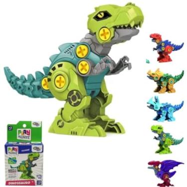 Imagem de Kit 2 DINOSSAURO SUPER ROBÔ MONTA E DESMONTA BRINQUEDO DINO COM PARAFUSO CHAVE EDUCATIVO 27pçs 12cm