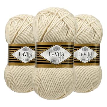 Imagem de Fio confortável Lavita Chells para crochê e tricô, 500 metros – Pacote com 3 | Fio de crochê fofo para projetos de bebê, brinquedos e cobertores | 297 g de fio grosso para crochê e conforto acolchoado