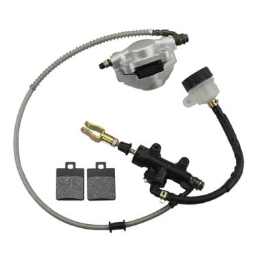 Imagem de GOOFIT Conjunto de cilindro mestre de freio a disco de pé traseiro com lubrificador Conjunto de pastilhas de freio a disco traseiro de substituição para carrinho quadriciclo duna 110cc 125cc 150cc