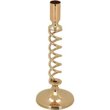 Imagem de Castiçal Porta Vela Metal 23x8x8cm Dourado