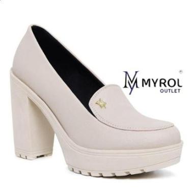 Imagem de Mocassim Feminino Oxford Salto Alto Com Metal Myrol Oulet-Feminino