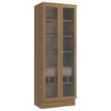 Imagem de Cristaleira Botanic M628 80cm 2 Portas 1 Gaveta Kappesberg - Nogueira/Fendi