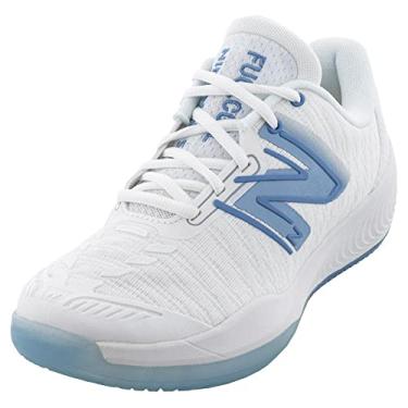 Imagem de New Balance FuelCell FuelCell 996v5 Pickleball Tênis de quadra feminino, Branco/azul marinho/Hi-Lite, 5 Wide