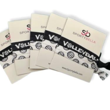 Imagem de Laços de cabelo de vôlei, laços de cabelo de vôlei, pacote com 5 acessórios de cabelo para meninas, conjunto de elásticos de cabelo sem vincos para jogadores e equipes, presentes de vôlei para meninas