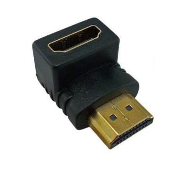 Imagem de Adaptador Plug HDMI Macho para HDMI Fêmea em L 90 Graus - Conector com
