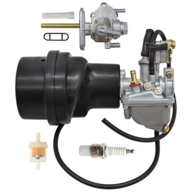 Imagem de Carbpro Carburador LT50 para Suzuki LT 50 LT50 e caixa de filtro de ar 2002 2003 2004 2005 LT-A 50 Carb #13200-43F00 válvula de combustível coerente Petcock com vela de ignição