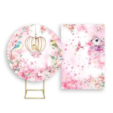 Imagem de Painel De Festa Redondo 1,50x1,50 + Painel Vertical 1,50x2,20 - Jardim