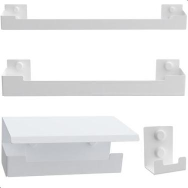 Imagem de Kit de Acessórios Para Banheiro Branco 4 Peças F.ELG - FassinShop