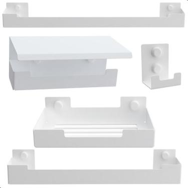 Imagem de Kit de Acessórios Para Banheiro Branco 5 Peças F.ELG - FassinShop