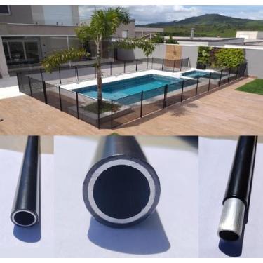 Imagem de Cerca Removível Para Piscina - tubo preto com reforço - módulo 4 metro