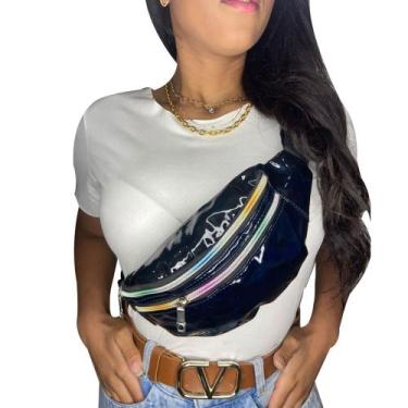 Imagem de Pochete Holográfica Metalizada Neon Moda Feminina Festas, Preto