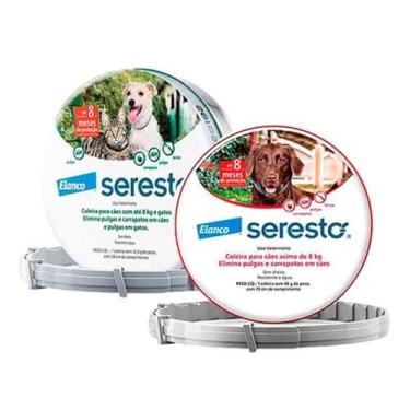 Imagem de Coleiras Antipulgas  Seresto - Combo com 2unidades - 1un P 8kg + 1un G