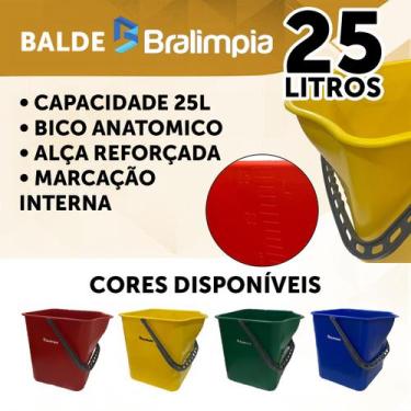 Imagem de Balde Bralimpia Plástico 25 Lts Profissional Cor A Escolher, VERMELHO